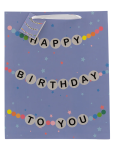 Large Birthday Gift Bag With Stars And Garland Design - None Assorted