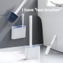 2024 Wall-Mounted Silicone Toilet Brush Set With Non-Slip Handle - Reusable Space-Saving Bathroom Cleaning Tool With Paper Holder & 2 Brushes Toilet Bowl Cleaner Bathroom Cleaning Tools