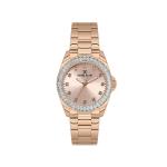 Premium Women's Round Quartz Watch With Rose Dial