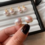 S925 Sterling Silver Needle Flat Round Mantou Pinkish Pearl Earrings For Women Luxury High Fashion Versatile Earrings