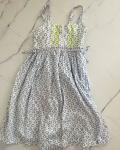 Naartjie White Dress With Blue Flowers And Lumo Stitching 5 6Y