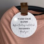 Wash Your Hands No Kisses Plaque Palm Tree