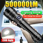 New Most Powerful LED Flashlights Tactical Rechargeable Flashlight Built-in 15000MAH Battery Long Range Spotlights Torch Light W