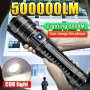 New Most Powerful LED Flashlights Tactical Rechargeable Flashlight Built-in 15000MAH Battery Long Range Spotlights Torch Light With Cob Lights