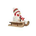 Snowman Foam With Wood Sleigh 5.3X13X11.5CM - Red & Green Beanie