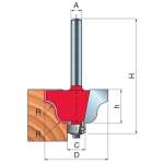 Roman Ogee Router Bit D-35.0MM X H-18.5MM X H-66.5MM X C-9.53MM X R-6.35MM X A-1 2" 38-10650P