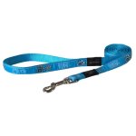 Rogz Fancy Dress Large 20MM Beach Bum Fixed Dog Lead Turquoise Paw Design Waggs Pet Shop