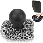 Cast Iron Scrubber With Pan Scraper 316 Chainmail Scrubber Upgraded Chain Mail Scrubber Sponge Cast Iron Cleaner For Pan Skillet