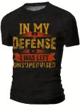 Men's Letter Graphic T-Shirt - Black Crew Neck Short Sleeve Tee For Outdoor Streetwear Sports And Casual Wear - Big And Tall Siz
