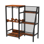Trapezoidal Wine Rack With Glass Holder Rails Storage And Shelves For Home