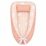Boho Checkered Daisy Terracotta Pink Baby Nest Pod Newborn Lounger