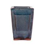 Assorted Glazed Cascade Pots 6 X 6 X 9CM - Dark Moss Blue Square With Sharp Panels