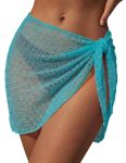 Ekouaer Sarong Wraps For Women Beach Cover Up Short Crochet Bikini Swimsuit Coverup Skirts For Swimwear Peacock Blue