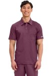 Cherokee Scrubs For Men Polo Nursing Scrub Top With Chest Pocket Breathable Mesh Ultra Soft 2-WAY Stretch Fabric - WW615 M Wine
