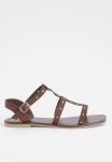 Wide Fit Studded Gladiator Sandals - Chocolate