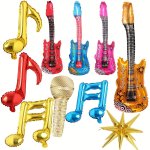 10PCS Instrument Foil Balloon Set Inflatable Note Guitar Microphone Balloon Suitable For Birthday Party Concerts Singing Competi