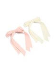 Pink & Cream Scalloped Edge Fabric Bow Clips 2-PACK