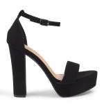 Black Platform Ankle Tie Heels