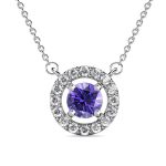 DESTINY Petal February amethyst Birthstone Necklace With Swarovski Crystals