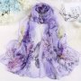 Gentle Flower Printed Chiffon Scarf Thin Breathable Shawl Summer Windproof Sunscreen Head Wrap For Women