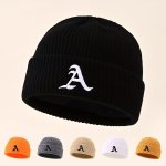 1PC Gothic Letter A Embroidered Beanie Knit Hats For Autumn & Winter