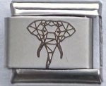 9MM Laser Italian Charm - Geo Elephant