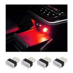 Augeny 4 Pcs USB LED Car Interior Atmosphere Lamp Plug-in USB Decor Night Light Portable Auto Ambient Lighting Kit Universal Veh
