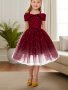 Girls Elegant Cold Shoulder Sequin Tutu Dress Kids Clothes For Party Christmas Gift Summer