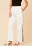 Womens High Waisted Elastic Wide Leg Pants In White - White 14