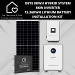 Deye 8KWH Hybrid Solar System - 8KW Inverter + 15.36KWH Lithium Battery + Installation Kit
