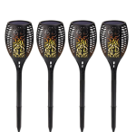 4 Piece LED Solar Flame Torch Garden Lights
