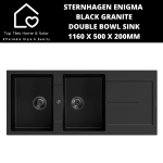 Sternhagen Enigma Black Granite Double Bowl Sink - 1160 X 500 X 200MM