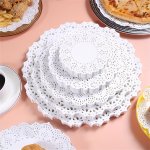 Value Pack 100PCS Stylish And Festive White Lace Paper Doilies - Perfect For Diy Party Favors And Table Decoration At Weddings A