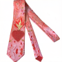 Vintage Heart & Flame Print Neck Tie - Retro Y2K Skinny Scarf For Women