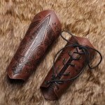 Vintage Embossed Wrist Guard - Faux Leather Knight Arm Bracer For Cosplay Stage Performances & Halloween Costumes
