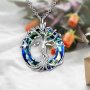 Celtic Tree Of Life Blue Round Pendant Necklace For Women