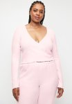 Cotton On Plus Super Soft Ribbed Wrap Top - French Fairytale Marle