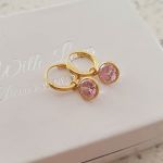 Kelsey Gold Plated 925 Sterling Silver Cz Round Small 10MM Hoop Earrings - Cz Pink