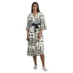 Aztec Print Tiered Dress - Cream S m