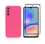 Silicone Phone Case & Screen Protector Combo Compatible With Samsung A35 - Neon Pink