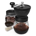 Manual Coffee Grinder With Ceramic Burrs Hand Coffee Mill With Two Glass Jars 11OZ Each Brush And 2 Tablespoon Scoop
