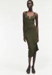 Button-top Jersey Dress - Dark Green