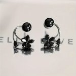 Fashionable Black Flower Design Dual-wear Stud Earrings For Women Elegant Versatile Luxury Ear Jewelry Alloy Construction Suitab