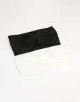 White & Black Fabric Textured Twist Stretch Headbands 2-PACK