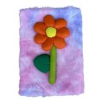 A5 Notebook Tie-dye Faux Fur Cover - Orange Flower