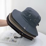 Breathable Drawstring Sun Hats Solid Color Lightweight Bucket Hat Outdoor Hiking Mountaineering Fishing Boonie Hats For Women Me