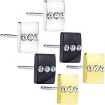 Blomdahl Titanium Earrings Triple Crystal Square