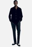 Regular Fit Velvet Shirt - Black