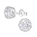 C690-C15506 - 925 Sterling Silver Cz Ear Stud Earrings 7MM