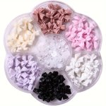 1 Boxes Colorful Bow-knot Nail Stud Rhinestones Crystal 3D Bow-knot Colorful Nail Charms Set For Nail Stones Design Decoration J